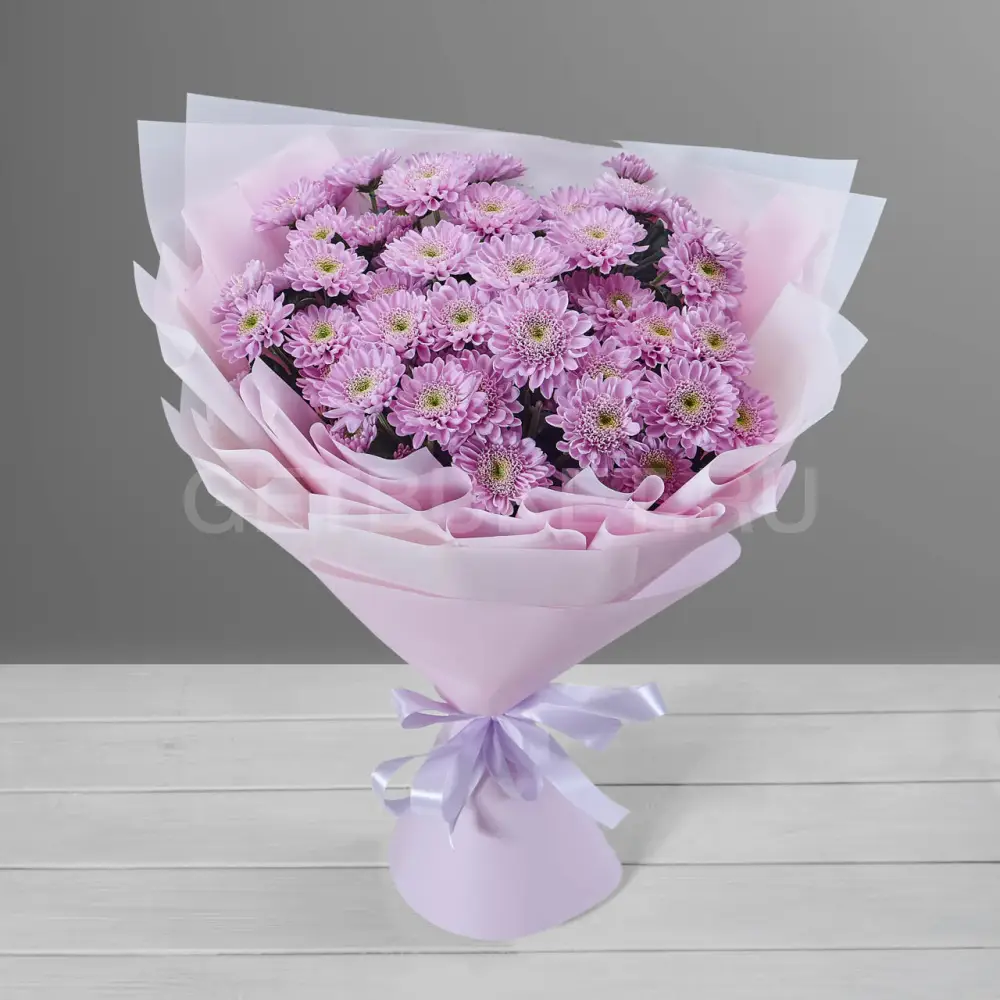 211665 Букет из 9 розовых кустовых хризантем 